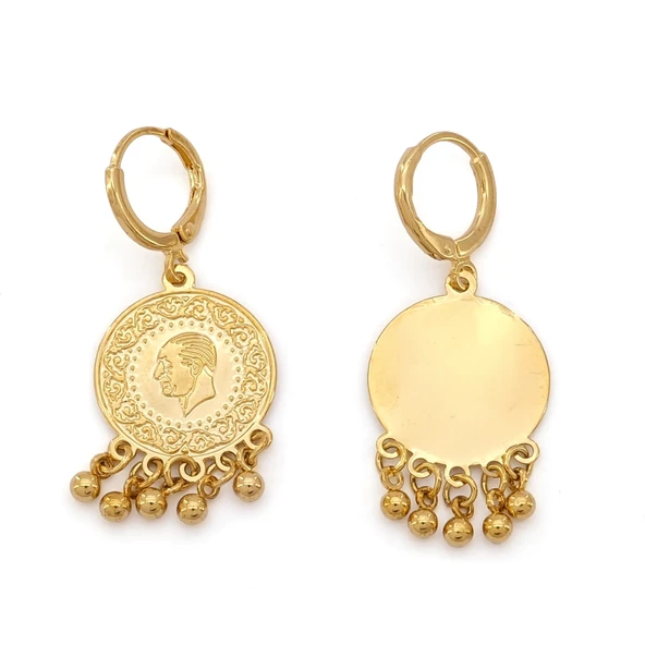 Altın Kaplama Küpe İmitasyon Çeyrek Altınlı UNK-401 ürün görseli