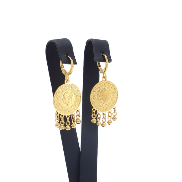 Altın Kaplama Küpe İmitasyon Çeyrek Altınlı UNK-401 - Resim 3