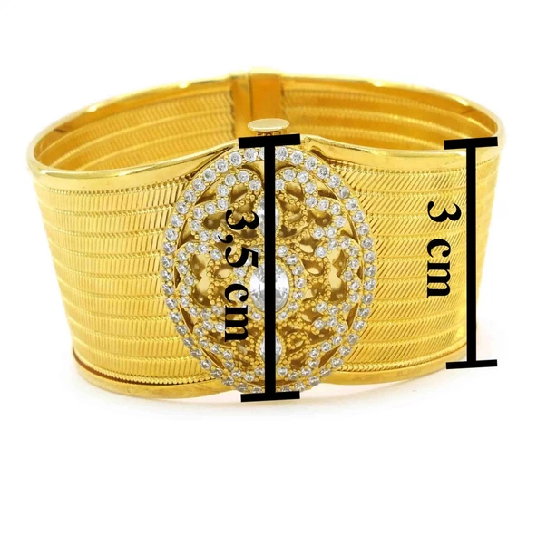 İmitasyon Trabzon Hasırı Altın Kaplama Zirkon Taşlı Kelepçe BLZ-146 - 5