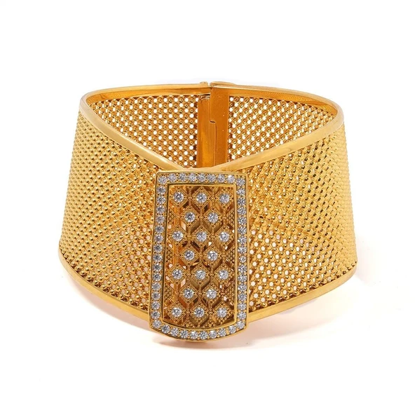 İmitasyon Trabzon Hasırı Altın Kaplama Zirkon Taşlı Kelepçe BLZ-202 ürün görseli