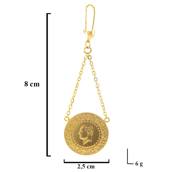 Altın Kaplama Küpe Tam Altınlı Sallantılı Model UNK-741 - Resim 3