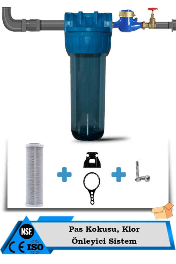 Daire Bina Sayaç Girişi 1 Aşama Su Arıtma Cihazı (koku , Klor Önleyici Yumuşatma Sistemi )
