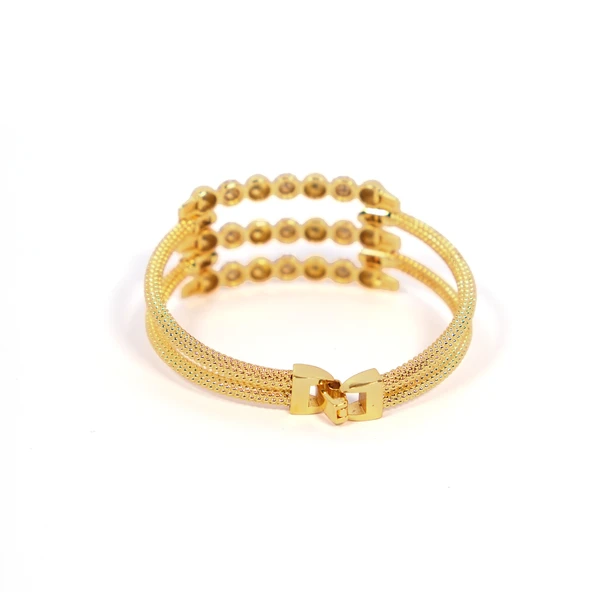 Kaburga Bilezik 22 Ayar Altın Kaplama Dorika Toplu Kelepçe BLZ-542 - 3