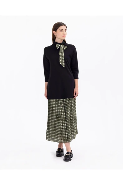 Scl Minimalist Oversize Bağlı Yaka Midi Triko - Günlük Şıklık - 3