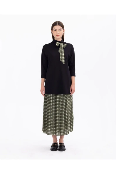 Scl Minimalist Oversize Bağlı Yaka Midi Triko - Günlük Şıklık - 2