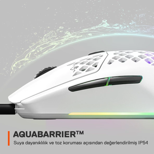 SteelSeries Aerox 3 2022 Edition Snow SSM62603 8500 CPI 6 Tuş RGB Optik Kablolu Gaming (Oyuncu) Mouse - Beyaz - 4