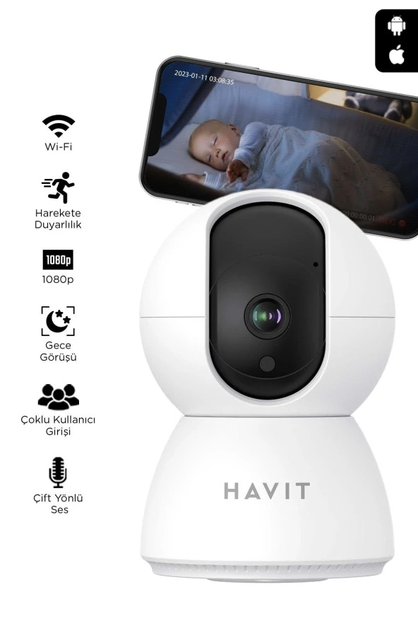 Havit IPC20 Smart 360° Full HD Gece Görüşlü IP Güvenlik Kamerası