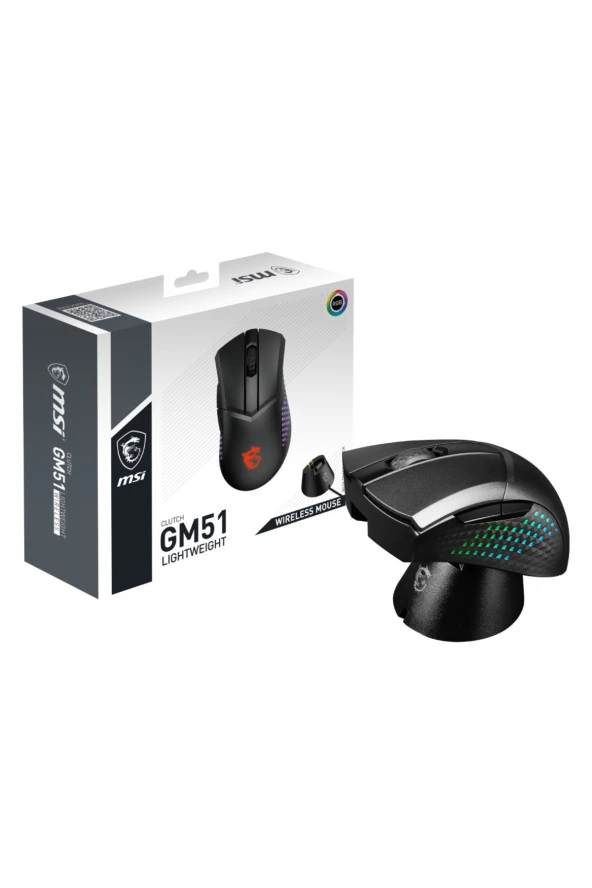 MSI Clutch GM51 Lightweigth Wireless 26000DPI 6 Tuş RGB Optik Kablosuz Gaming Mouse