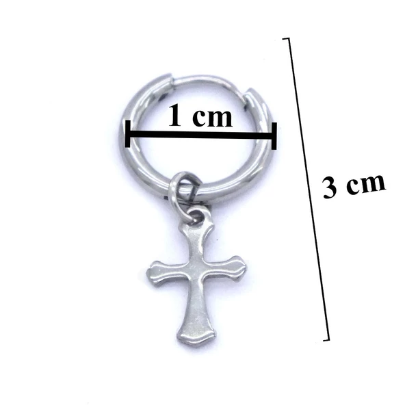 Erkek Çelik Küpe Haç ModelUNK-479 - Resim 3