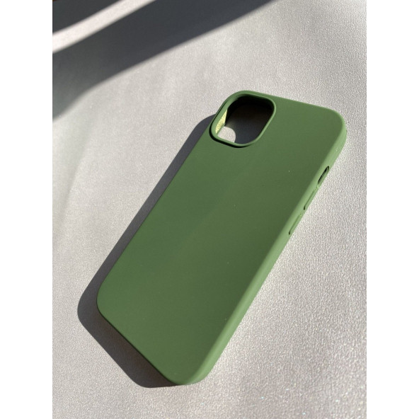 İphone 15 PRO Uyumlu İçi Kadife Süet Yumuşak Liquid Silikon Lansman Kılıf YEŞİL - 2
