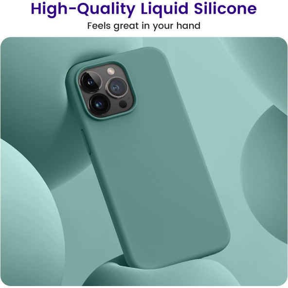 İphone 15 PRO Uyumlu İçi Kadife Süet Yumuşak Liquid Silikon Lansman Kılıf AÇIK YEŞİL - 2