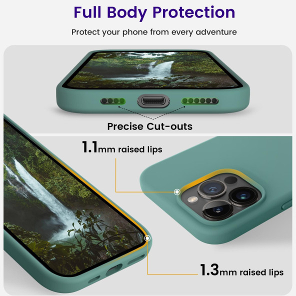 İphone 15 PRO Uyumlu İçi Kadife Süet Yumuşak Liquid Silikon Lansman Kılıf AÇIK YEŞİL - 4