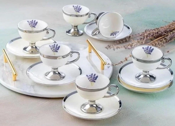 Acar HXF-05177 Miranda Silver 6lı Kahve Fincan Takımı