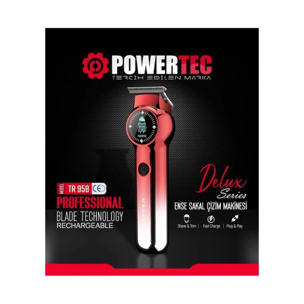 Powertec TR-958 Şarjlı Kuru Saç-Sakal Çok Amaçlı Tıraş Makinesi