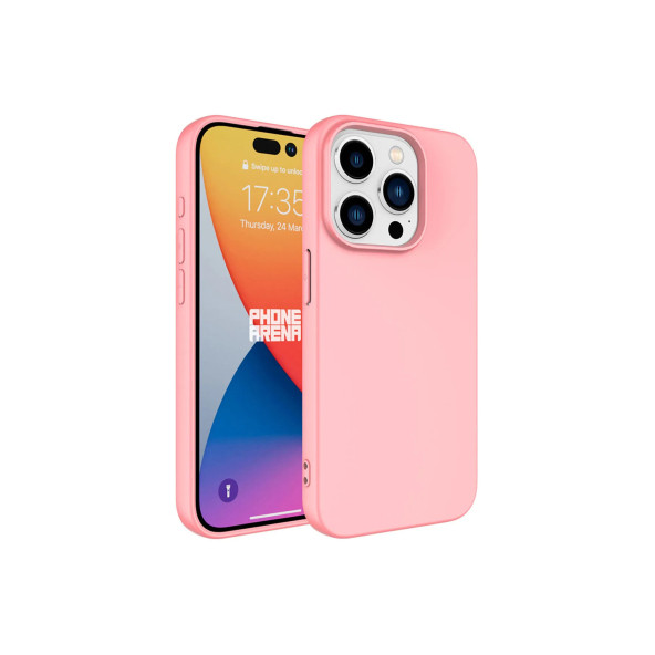 İphone 15 PRO  Uyumlu İçi Kadife Süet Yumuşak Liquid Silikon Lansman Kılıf PEMBE - 2