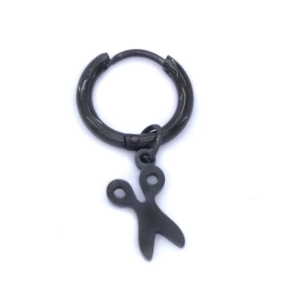 Erkek Çelik Küpe Siyah Makas Model UNK-488 - Resim 4