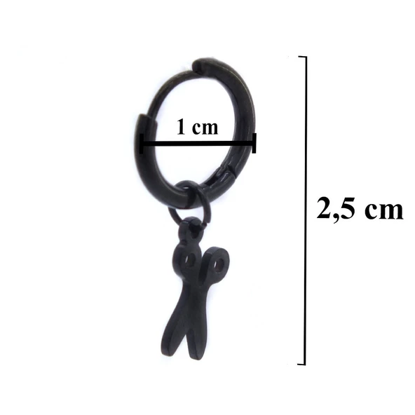 Erkek Çelik Küpe Siyah Makas Model UNK-488 - Resim 3