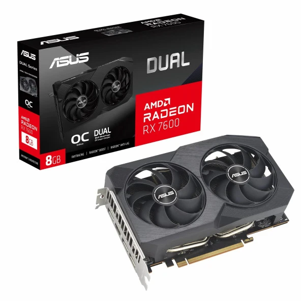 Asus Radeon Rx7600 Dual V2 Oc 8Gb Gddr6 128Bit Hdmı/Dp Ekran Kartı