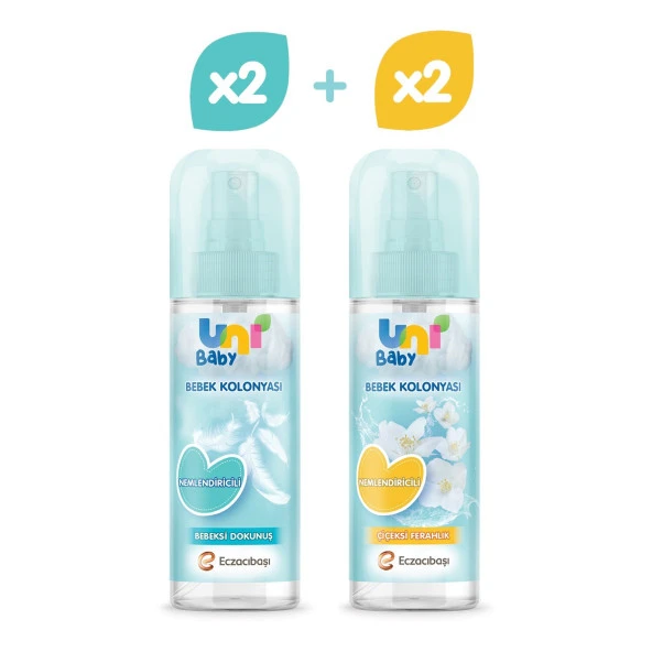 Uni Baby Bebek Kolonyası Bebeksi Kokular 2'li + Çiçeksi Kokular 2'li