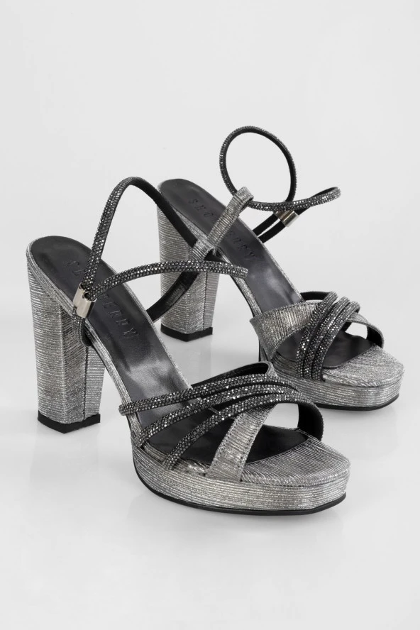SOLMAZ ZAİDA PLATİN SİMLİ TAŞLI PLATFORM AYAKKABI - Resim 3