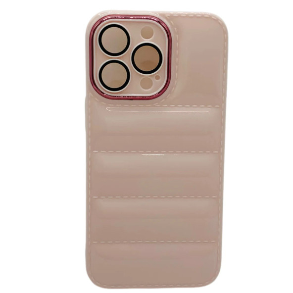Apple İphone 12 PRO Uyumlu Puffer Silikon Kılıf Kamera Koruma Lens Korumalı Parlak Telefon Kılıfı PEMBE - 2