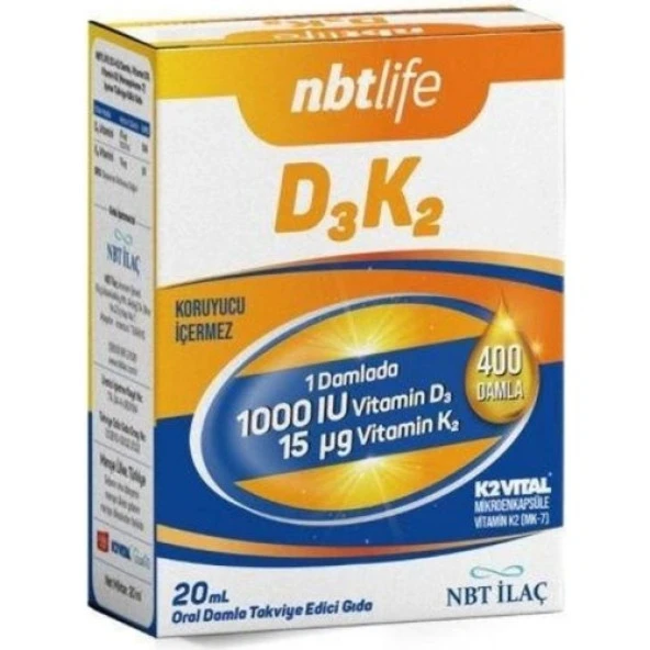 Nbt İlaç Nbtlife D3k2 Vitamin 20 Ml Oral Damla