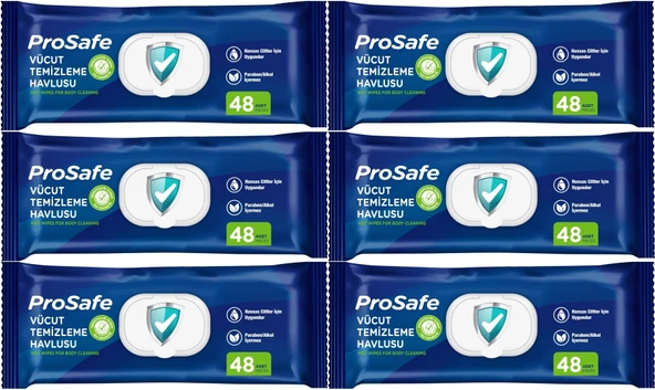 Prosafe Hasta Vücut Temizleme Islak Mendil Havlu 48 Yaprak XL (6 Lı Set) Plastik Kapak - 1