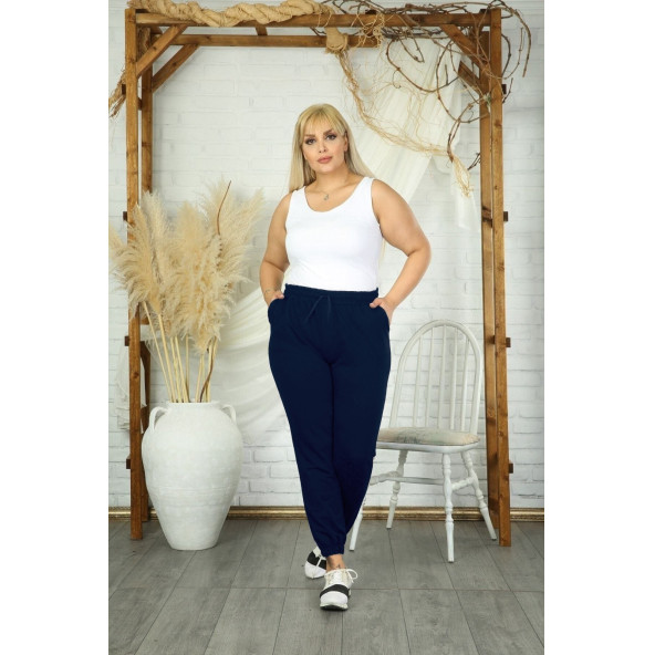 Kadın Oversize Basic Lastikli Paça Mevsimlik Eşofman Altı - 4