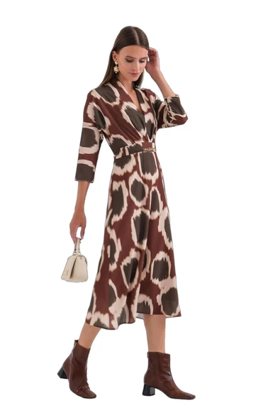 Explosion Midi Abiye Elbise - V Yaka - Şık ve Zarif - 5