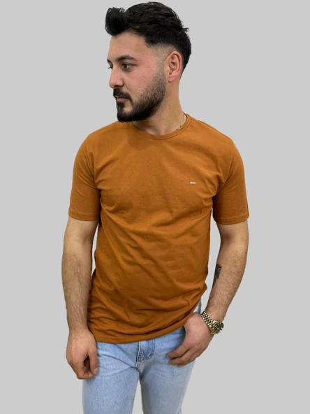 Erkek Sport Sıfır Yaka Tarçın Tişört - 5