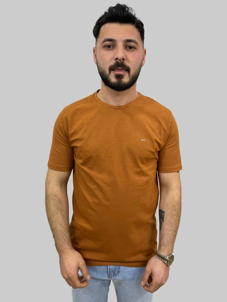 Erkek Sport Sıfır Yaka Tarçın Tişört - 4