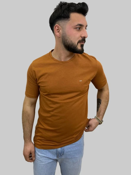 Erkek Sport Sıfır Yaka Tarçın Tişört - 2