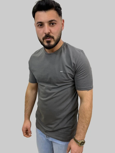 Erkek Sport Sıfır Yaka Füme Tişört - 3