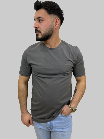 Erkek Sport Sıfır Yaka Füme Tişört - 4