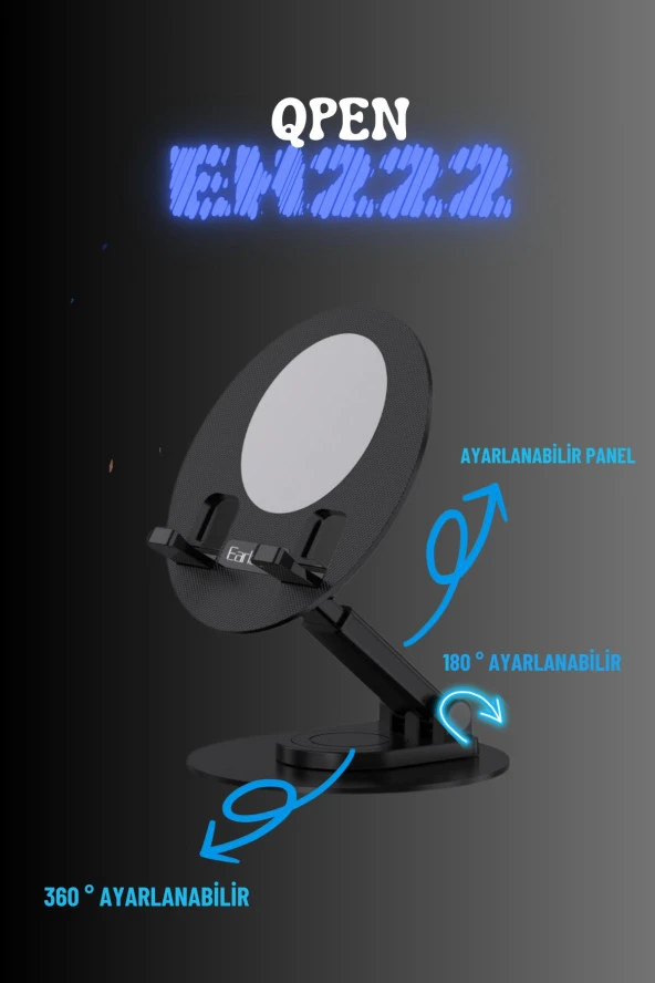 Qpen EH222 360° Ayarlanabilir Katlanabilir Masaüstü Telefon Tutucu - Resim 4