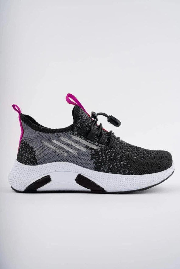 Tutinom 507-24 Triko Sneaker Kız Çocuk Ayakkabı Siyah Pembe 26-30