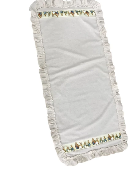 Keten, Bohem, Fırfırlı, Vintage, 4 Adet Amerikan Servis ve Fırfırlı Runner Tavşan Set - Resim 3