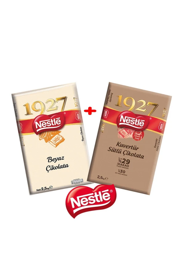 NESTLE Professional Beyaz Kuvertür 2.5 Kg Professional Sütlü Kuvertür 2.5 Kg. 2'Li Set