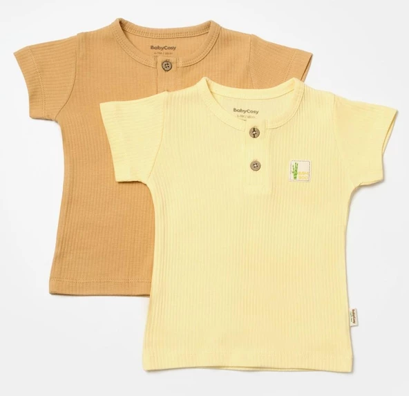 Bebek 2'li Tişört, %50 Bambu - %50 Organik Pamuk, Bebek ve Yenidoğan Serisi - CSYB9022 - 2