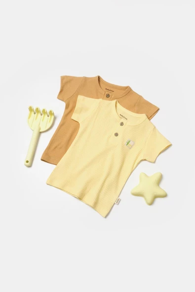 Bebek 2'li Tişört, %50 Bambu - %50 Organik Pamuk, Bebek ve Yenidoğan Serisi - CSYB9022