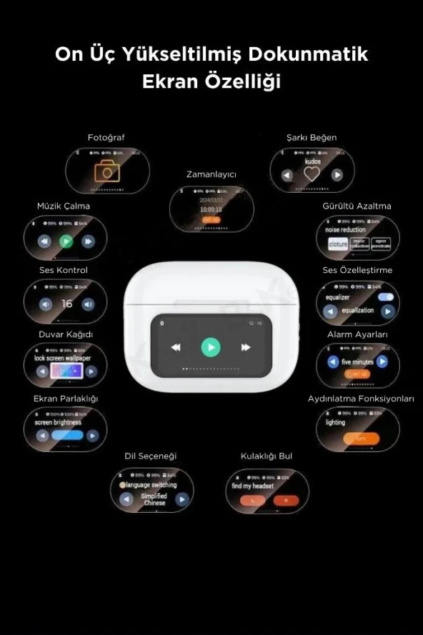 Dokunmatik Ekranlı Kablosuz Bluetooth Kulaklık Tüm Cihazlara Uyumlu Dil Destekli Oyuncu Kulaklık - 2