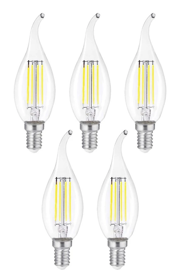 Dekoratif Kıvrık Buji Mum Avize Ampulü 6W E14 6500K Beyaz Işık ERD-94