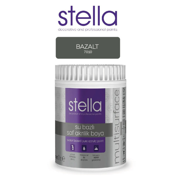 Stella Su Bazlı Saf Akrilik Boya Bazalt 7010