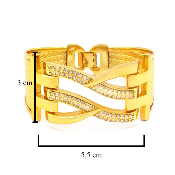 Kaburga Bilezik 22 Ayar Altın Kaplama Hasır Kelepçe BLZ-538 - Resim 5