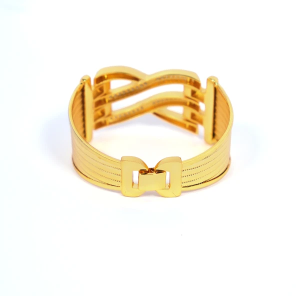 Kaburga Bilezik 22 Ayar Altın Kaplama Hasır Kelepçe BLZ-538 - Resim 3