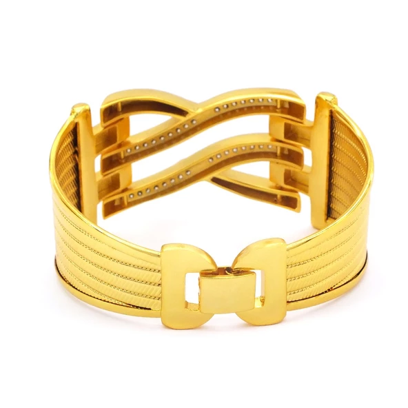 Kaburga Bilezik 22 Ayar Altın Kaplama Hasır Kelepçe BLZ-538 - Resim 8