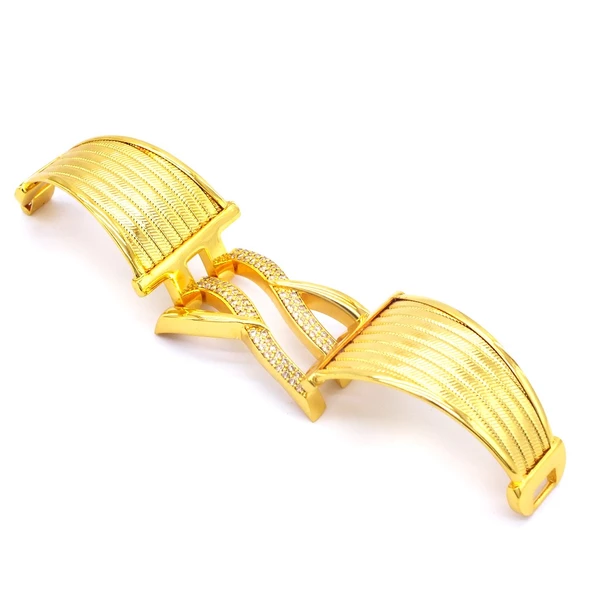 Kaburga Bilezik 22 Ayar Altın Kaplama Hasır Kelepçe BLZ-538 - Resim 9