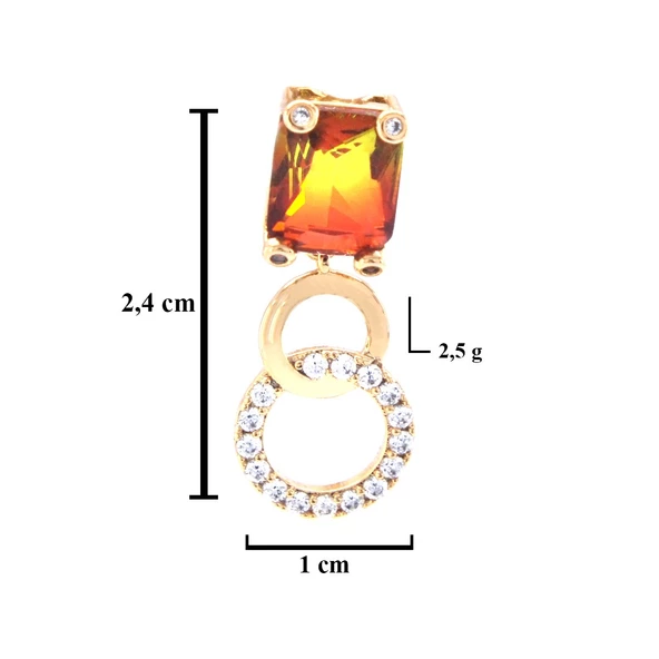 Altın Kaplama Küpe Renkli Zirkon Taşlı Sallantılı Küpe UNK-646 - Resim 3