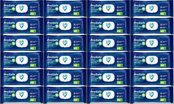 Prosafe Hasta Vücut Temizleme Islak Mendil Havlu 48 Yaprak XL (24 Lü Set) Plastik Kapak - 1