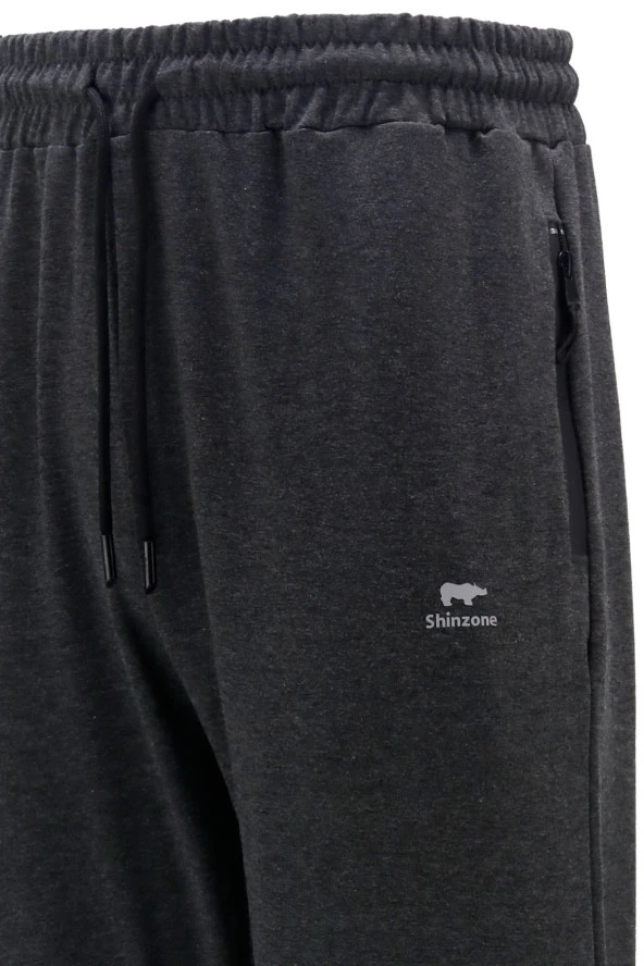 Erkek Düz Paça Mevsimlik Lastikli Koyu Antrasit Eşofman Altı - 4